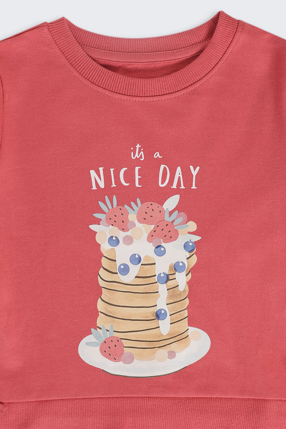 Pink Conversational Regular Fit Sweatshirt For Girls - Image 5
