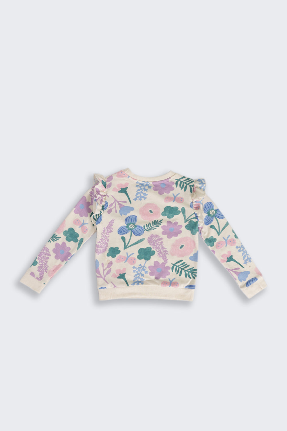 Multi Coloured Floral Ruffle Regular Fit Sweatshirt For Girls - Image 3