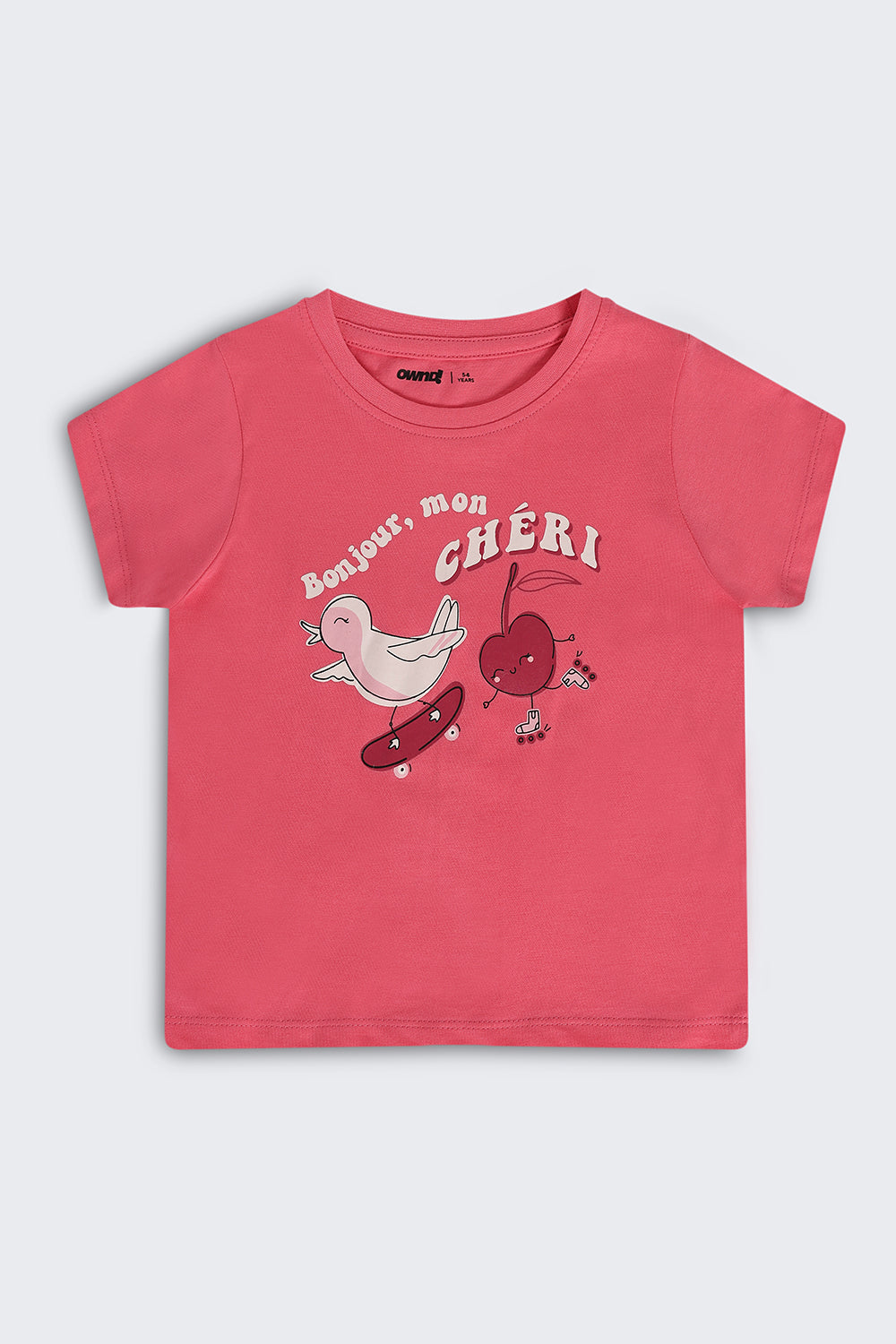 Pink Graphic Regular Fit T-Shirt For Girls - Image 2