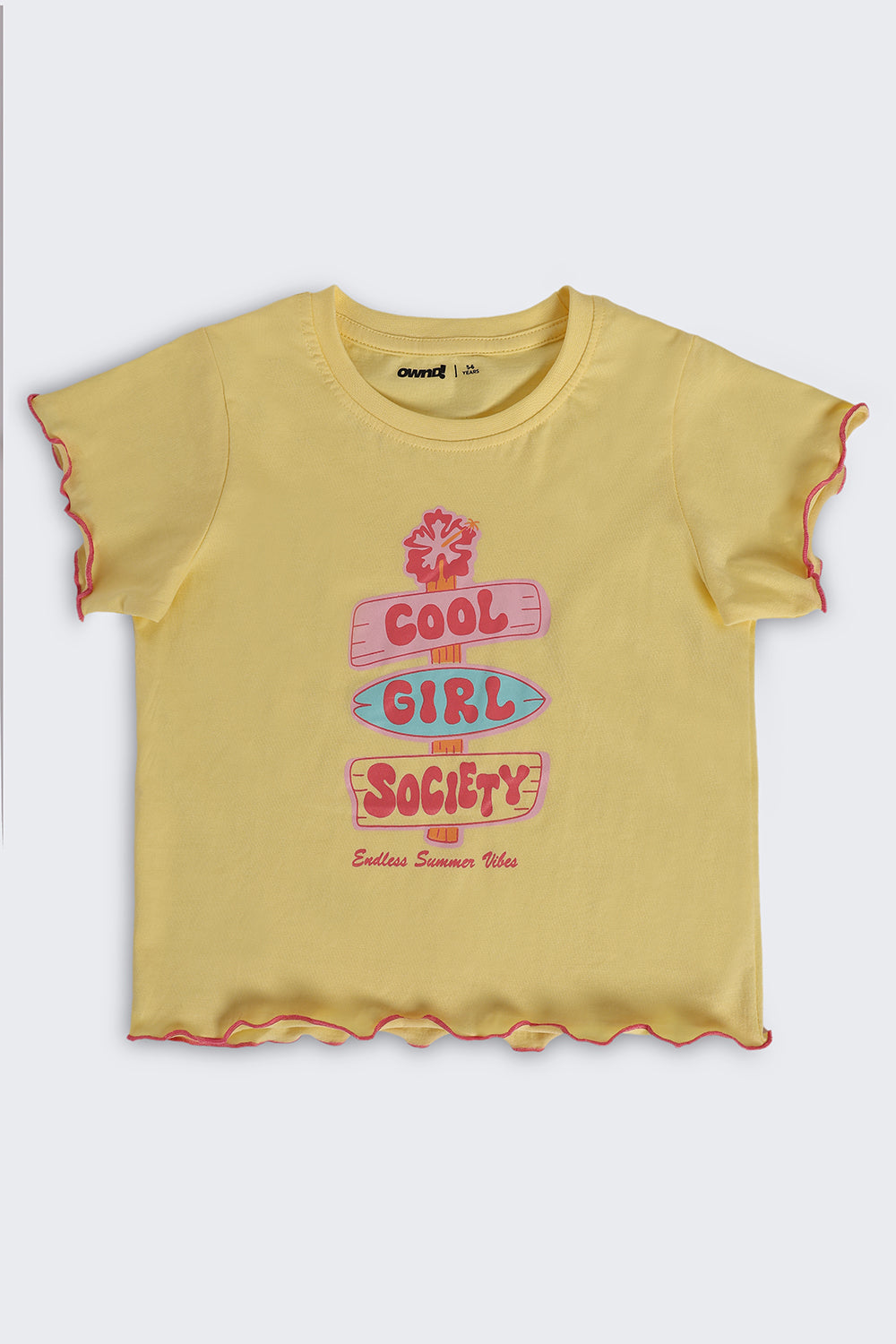 Yellow Graphic Regular Fit T-Shirt For Girls - Image 2