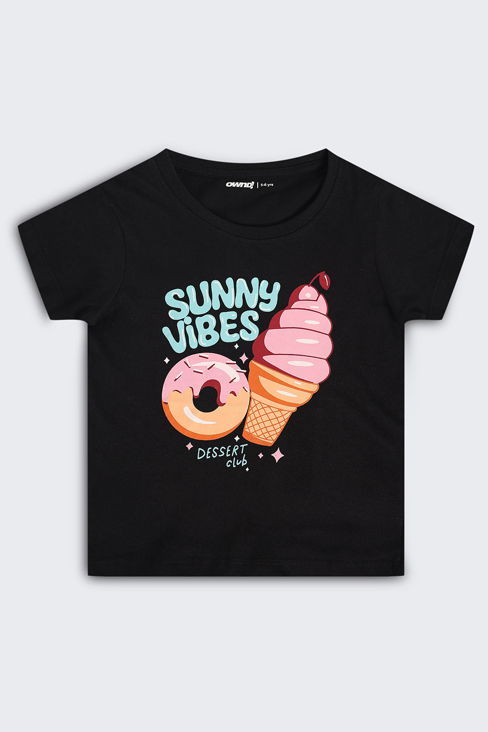 Black Graphic Regular Fit T-Shirt For Girls - Image 2
