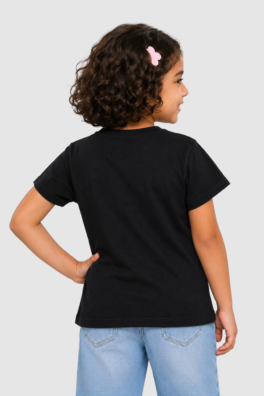 Black Graphic Regular Fit T-Shirt For Girls - Image 4