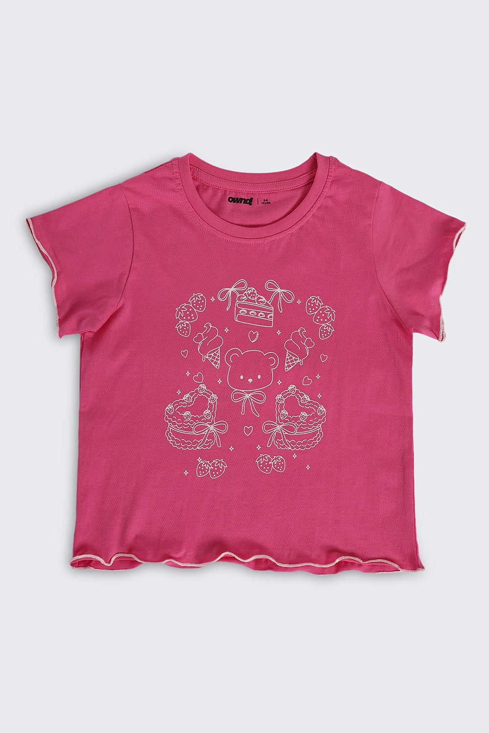 Pink Flutter Sleeves Regular Fit T-Shirt For Girls - Image 2
