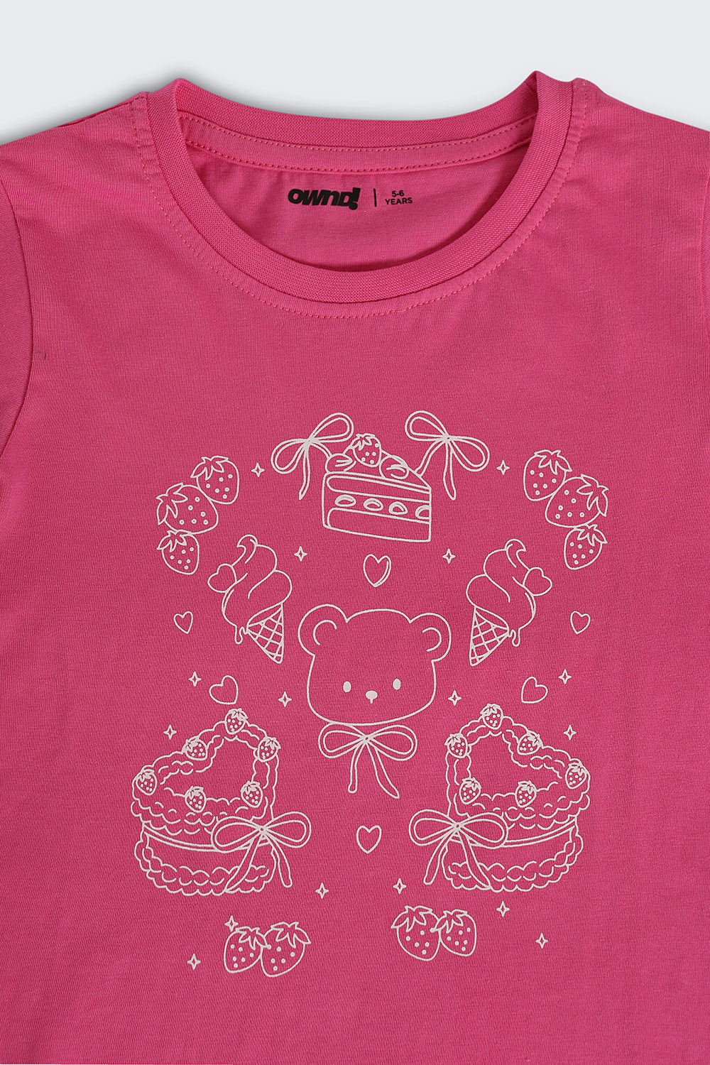 Pink Flutter Sleeves Regular Fit T-Shirt For Girls - Image 5