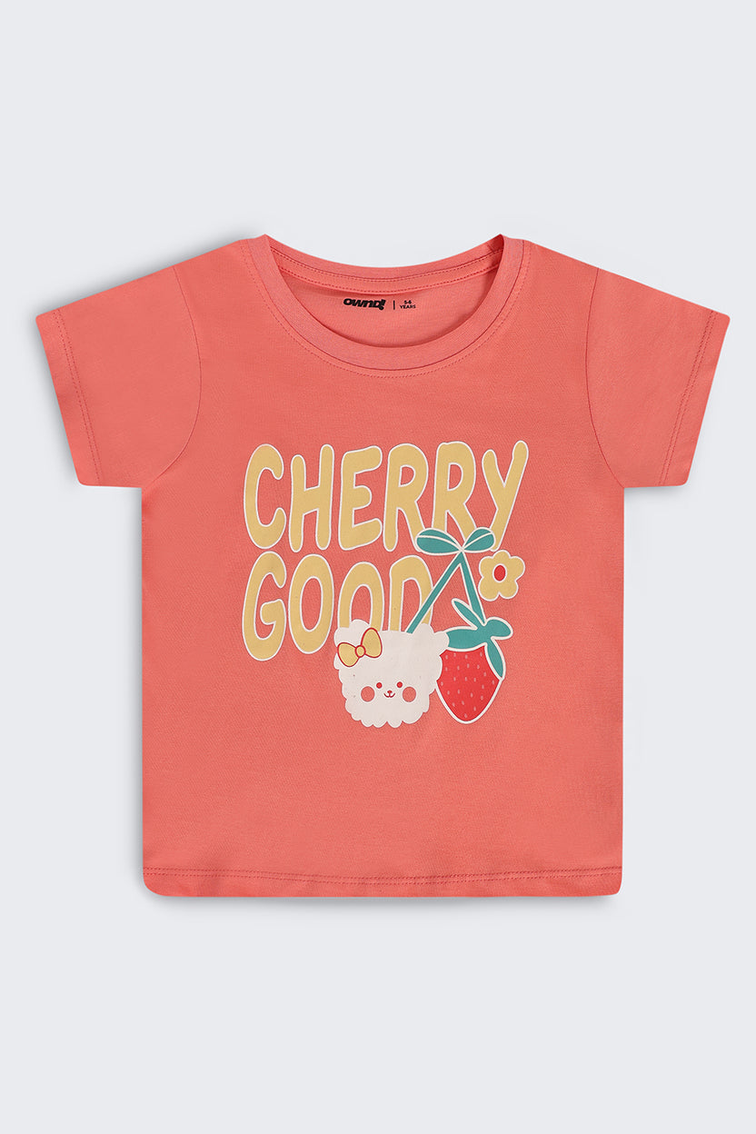 Orange Graphic Regular Fit T-Shirt For Girls - Image 2