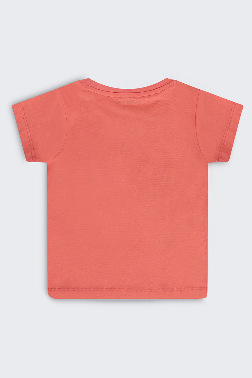 Orange Graphic Regular Fit T-Shirt For Girls - Image 3