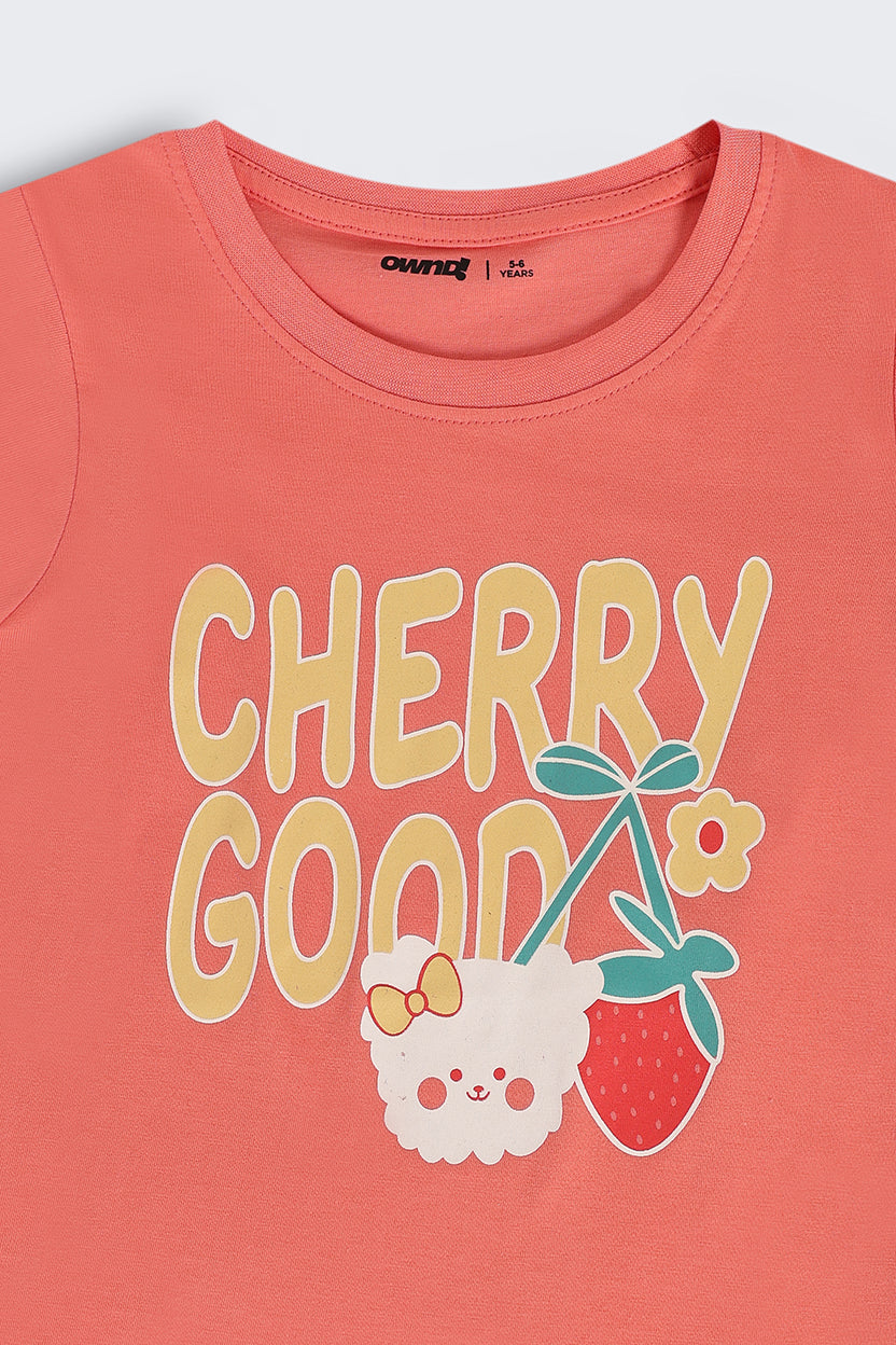 Orange Graphic Regular Fit T-Shirt For Girls - Image 5