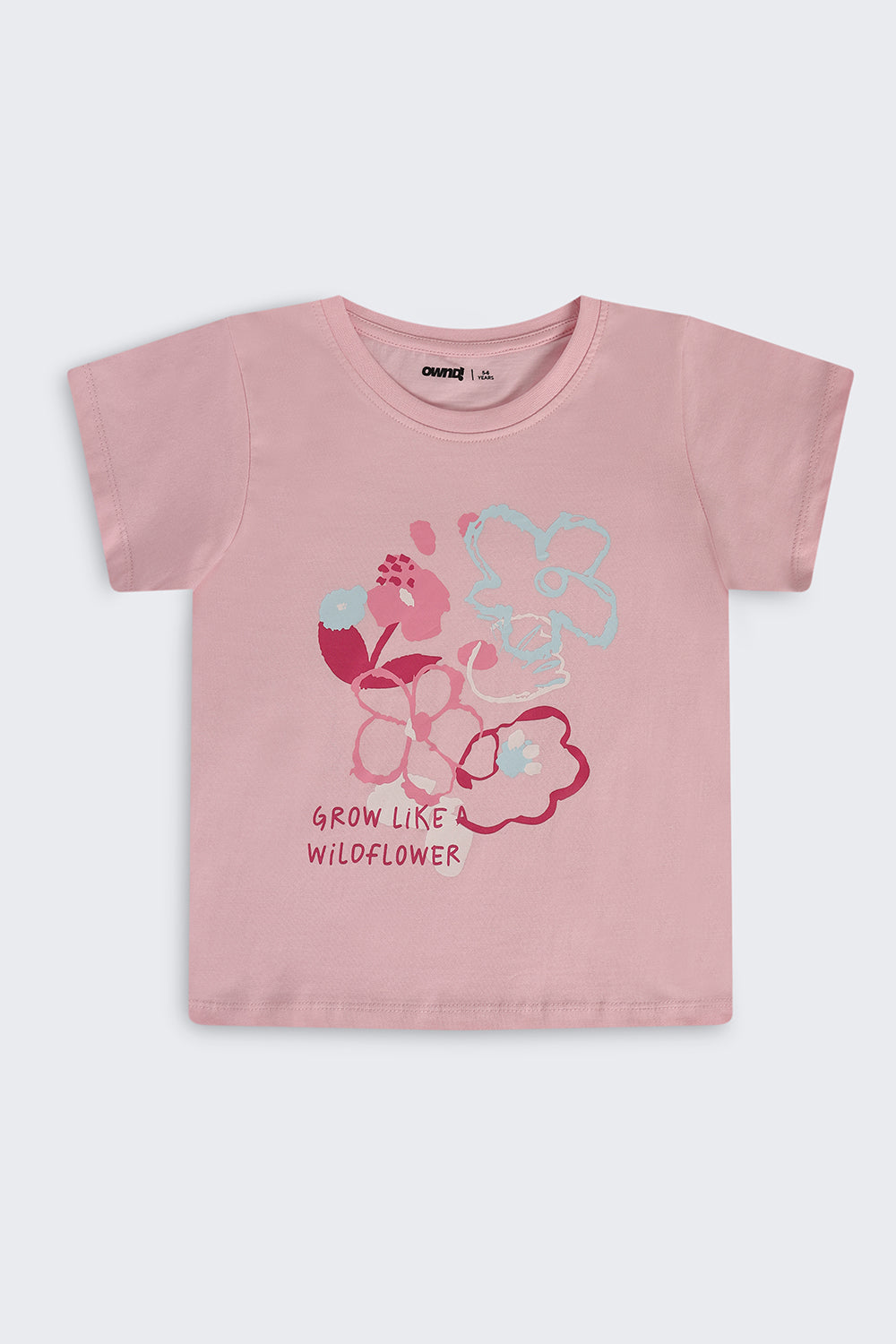Pink Floral Regular Fit T-Shirt For Girls - Image 2