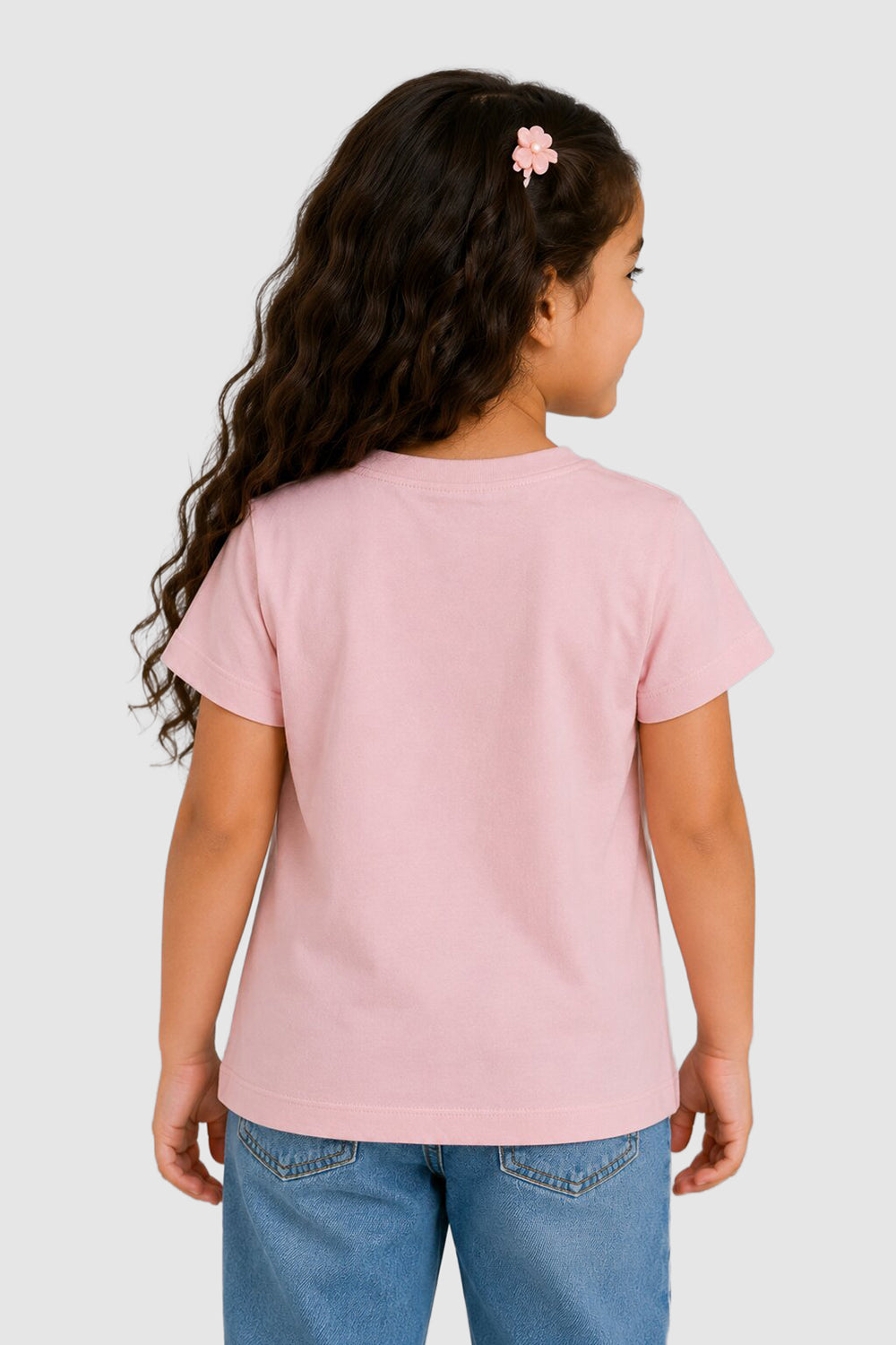 Pink Floral Regular Fit T-Shirt For Girls - Image 4
