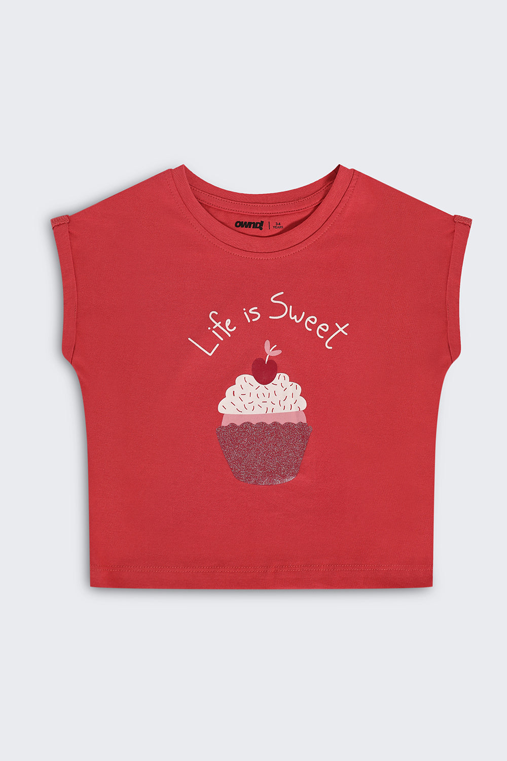 Red Graphic Boxy Fit T-Shirt For Girls - Image 2