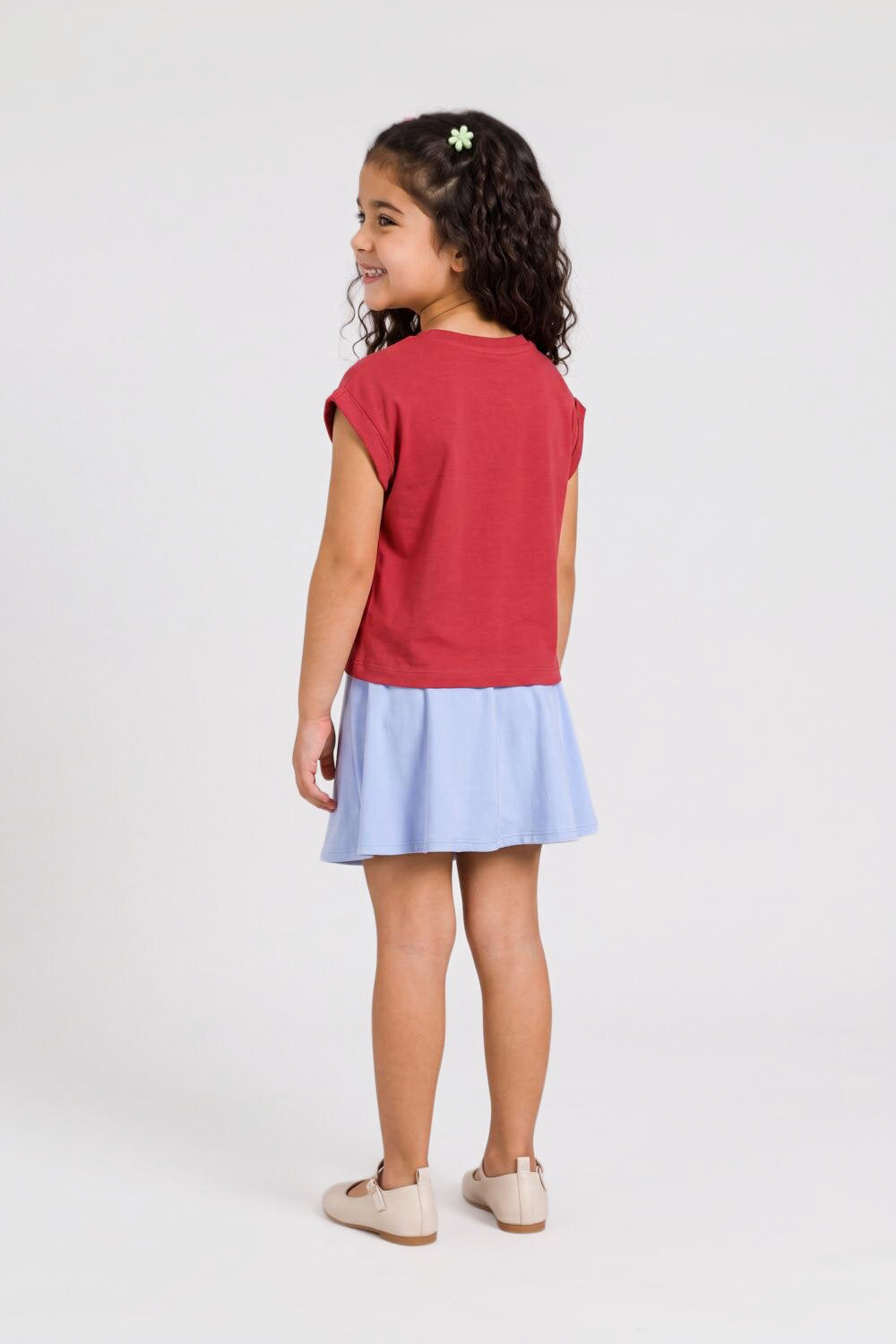 Red Graphic Boxy Fit T-Shirt For Girls - Image 4