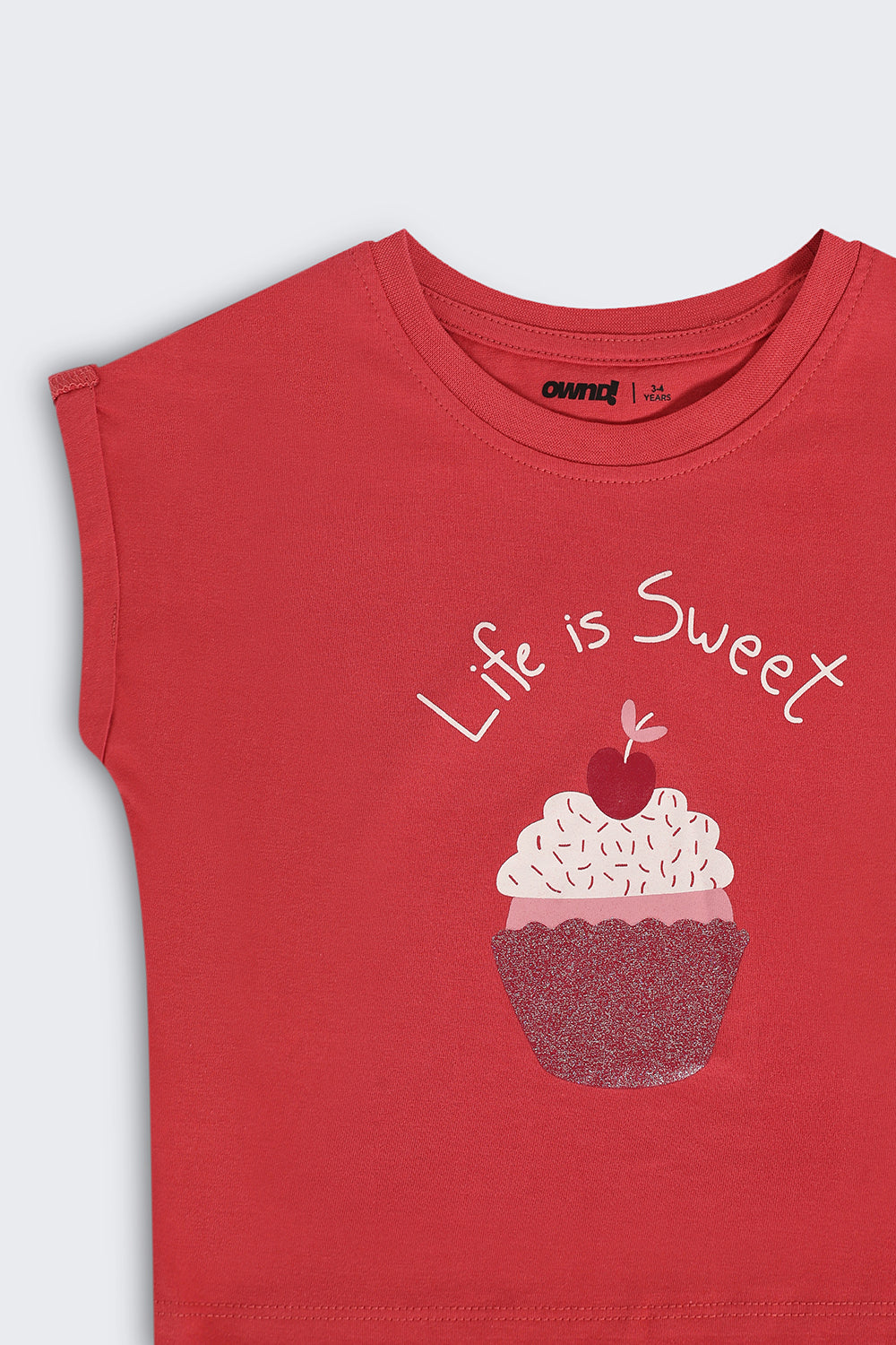 Red Graphic Boxy Fit T-Shirt For Girls - Image 5