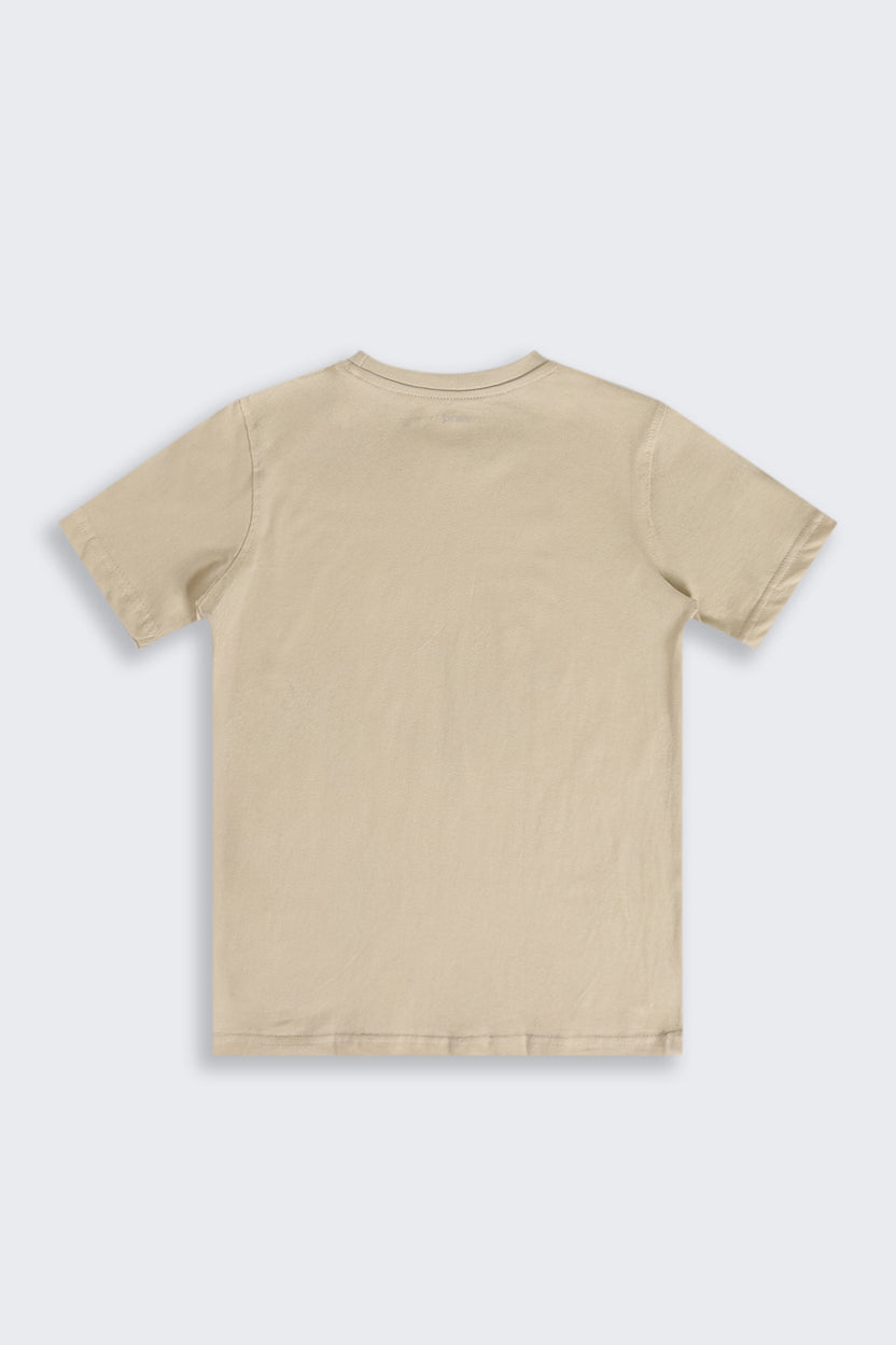 Beige Graphic Regular Fit T-Shirt For Tweens Boys - Image 3