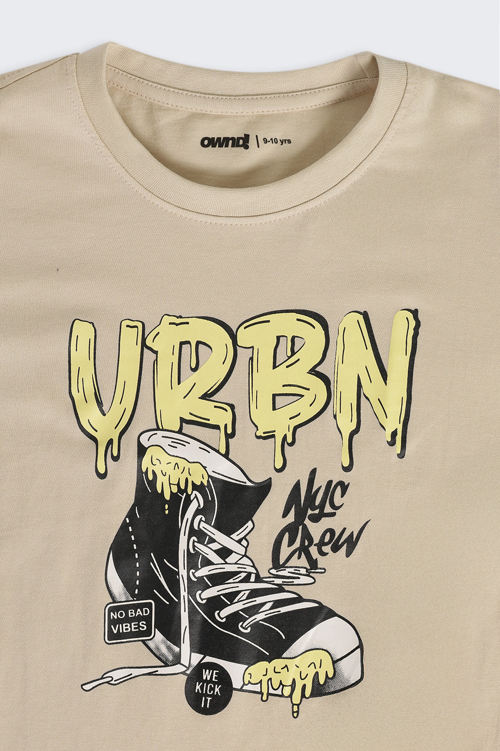 Beige Graphic Regular Fit T-Shirt For Tweens Boys - Image 5