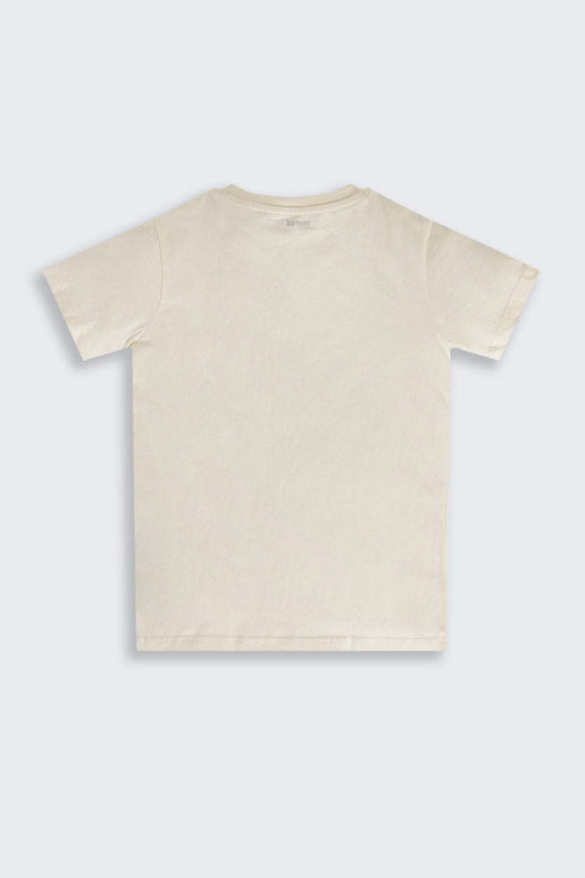 Cream Graphic Regular Fit T-Shirt For Tweens Boys - Image 3