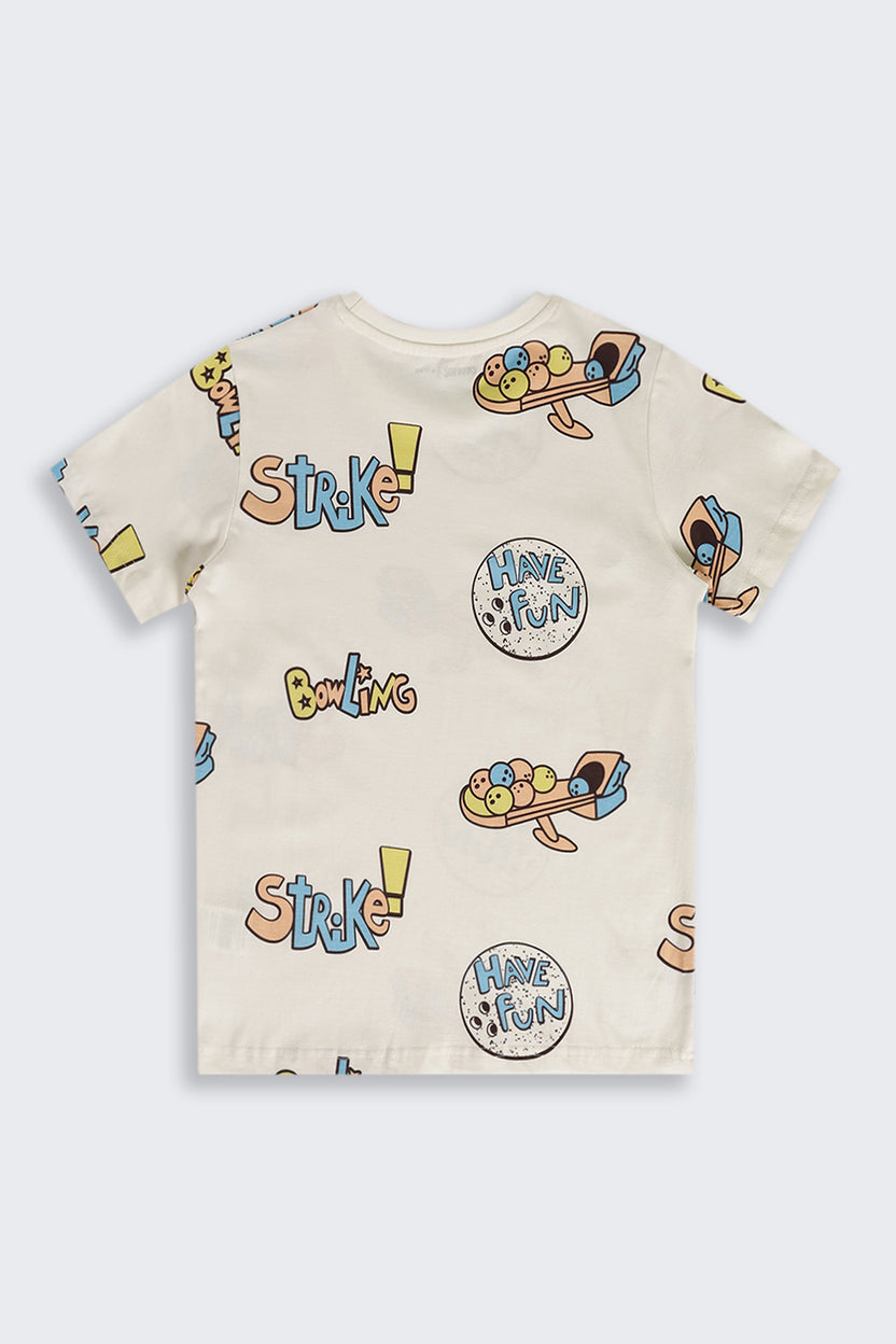 Off White Graphic Regular Fit T-Shirt For Tweens Boys - Image 3