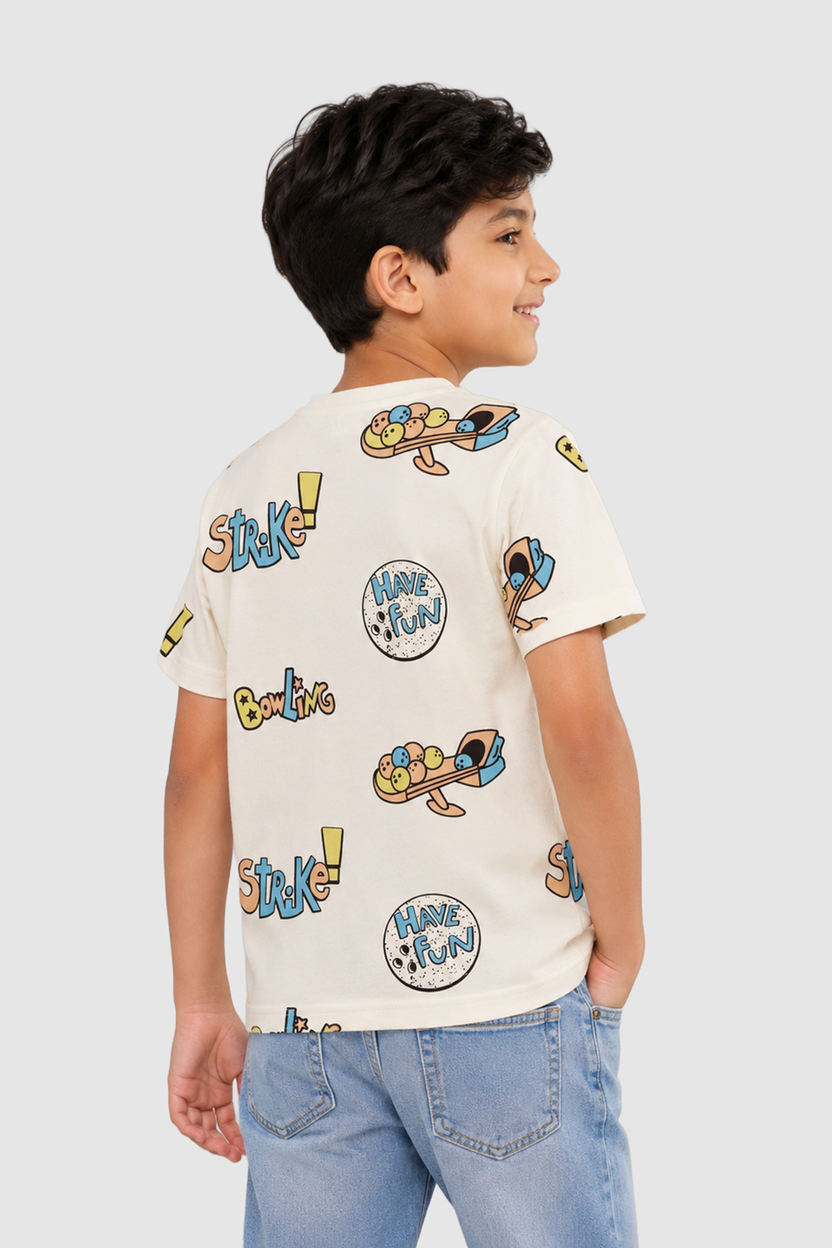 Off White Graphic Regular Fit T-Shirt For Tweens Boys - Image 4
