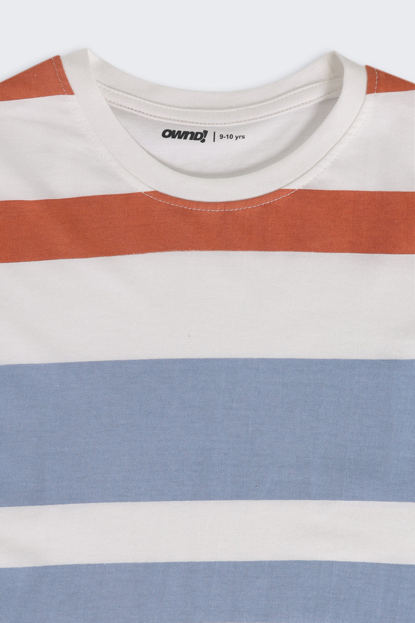 Multi Coloured Stripes Regular Fit T-Shirt For Tweens Boys - Image 5