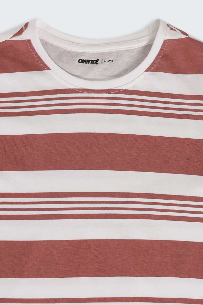 Rust Stripes Regular Fit T-Shirt For Tweens Boys - Image 5