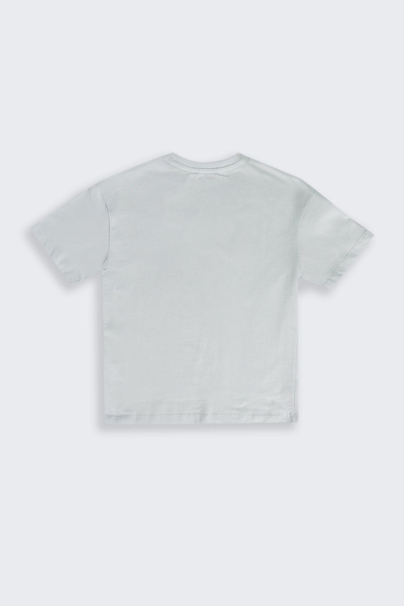 Light Blue Graphic Regular Fit T-Shirt For Tweens Boys - Image 3