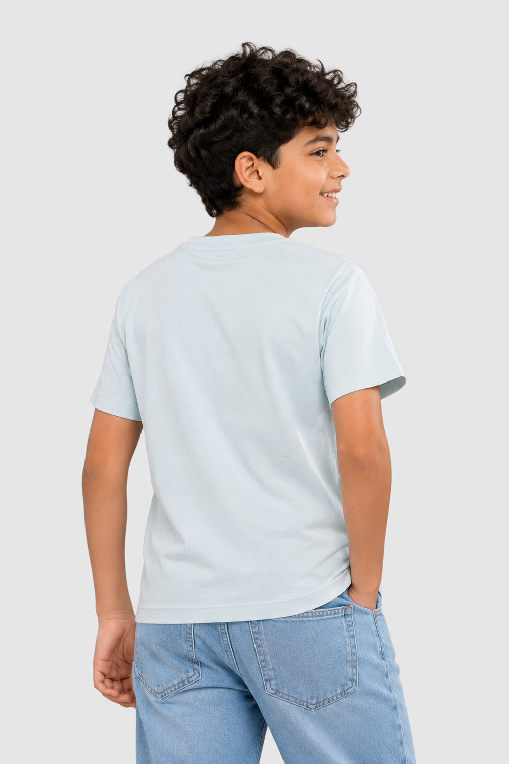 Light Blue Graphic Regular Fit T-Shirt For Tweens Boys - Image 4