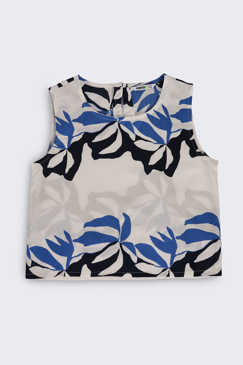 Blue Leaf Print Wide Leg Fit Co Ord Set For Tweens Girls - Image 3