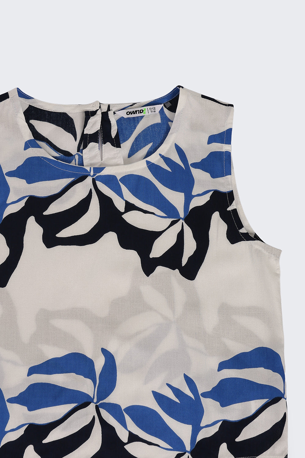 Blue Leaf Print Wide Leg Fit Co Ord Set For Tweens Girls - Image 6