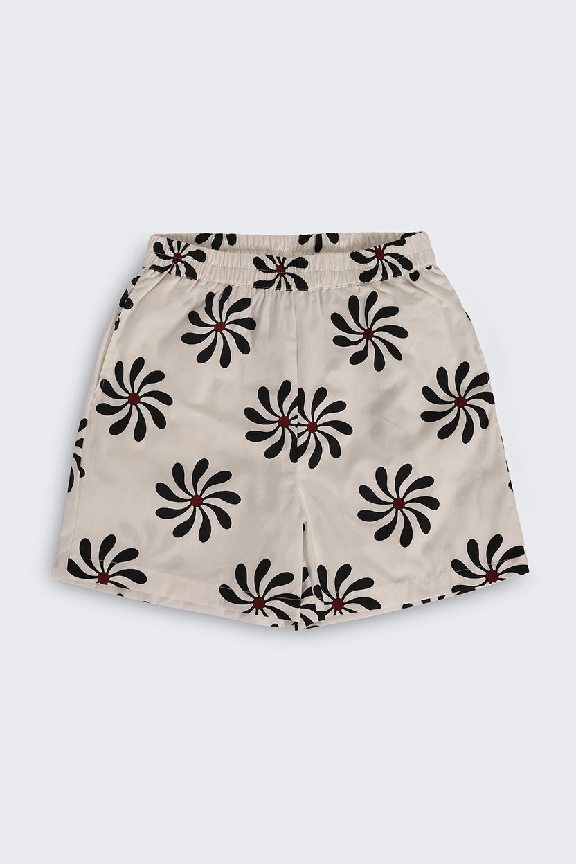 Off White Floral Regular Fit Co Ord Set For Tweens Girls - Image 4