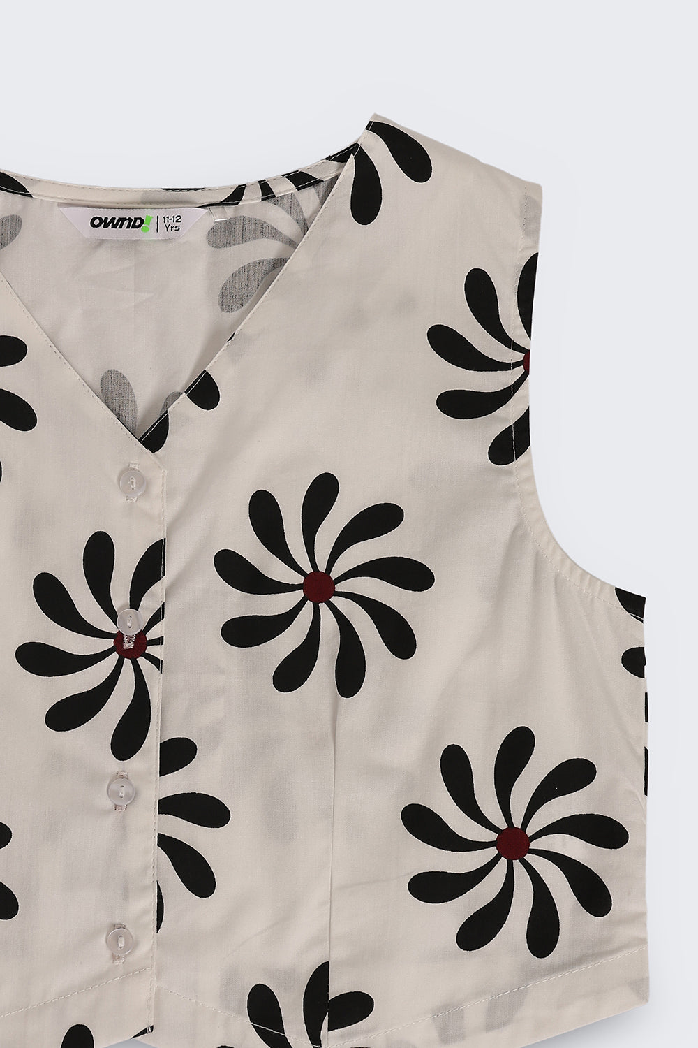 Off White Floral Regular Fit Co Ord Set For Tweens Girls - Image 6
