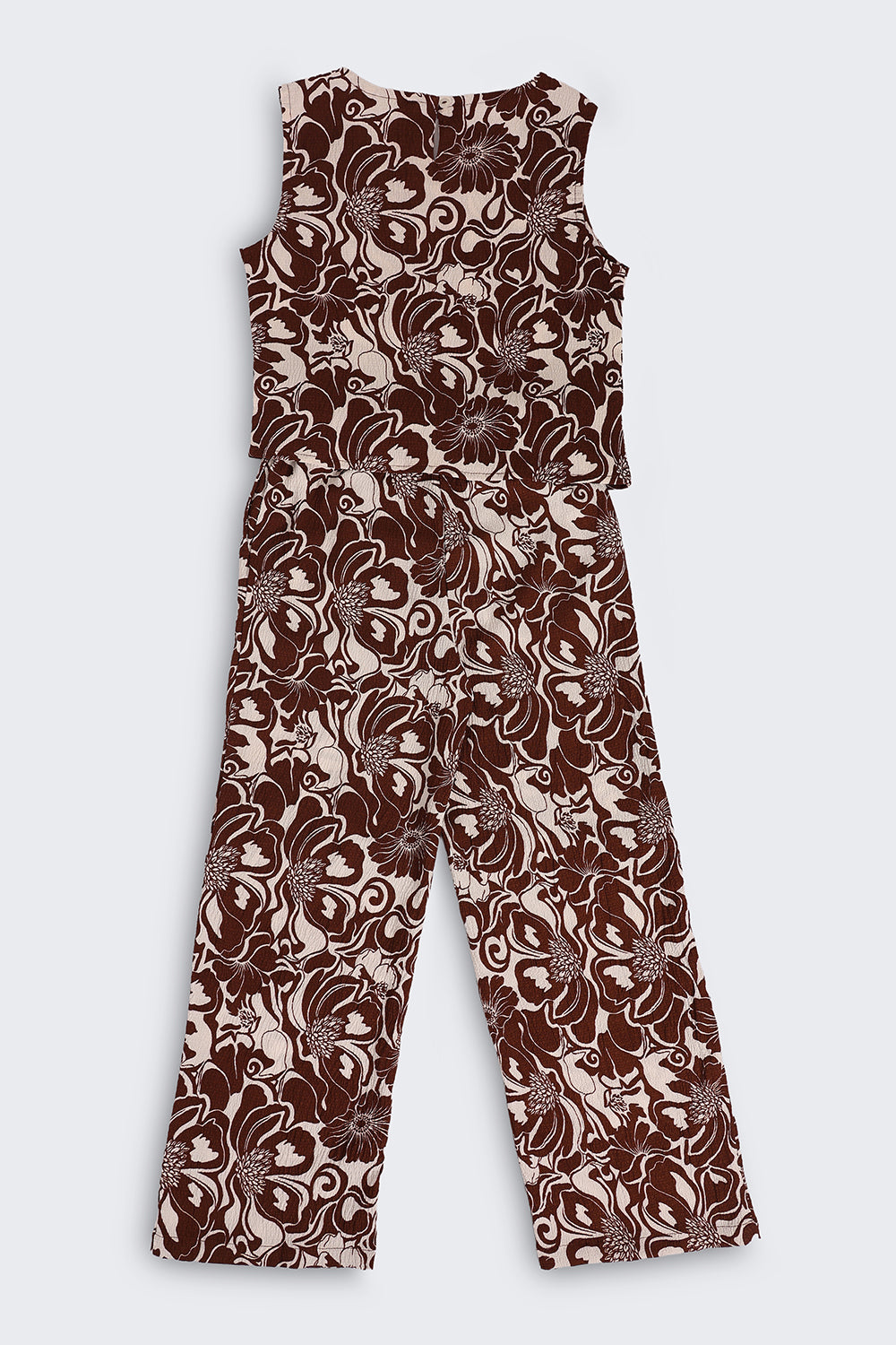 Brown Botanical Regular Fit Co Ord Set For Tweens Girls - Image 2