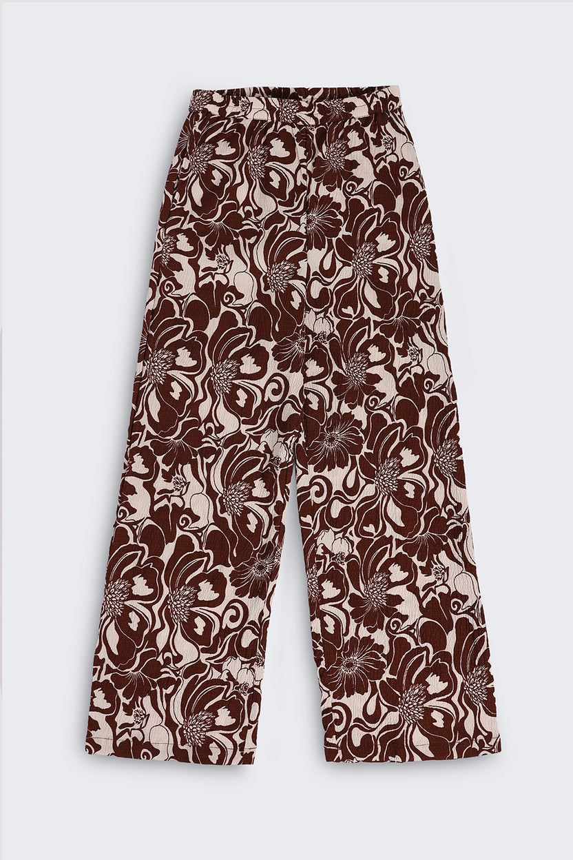 Brown Botanical Regular Fit Co Ord Set For Tweens Girls - Image 4