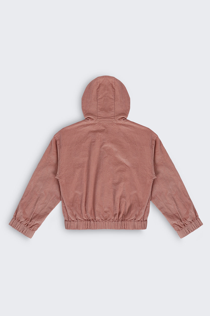 Pink Textured Regular Fit Jacket For Tweens Girls - Image 3