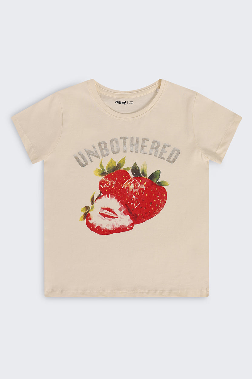 Off White Graphic Regular Fit T-Shirt For Tweens Girls - Image 2