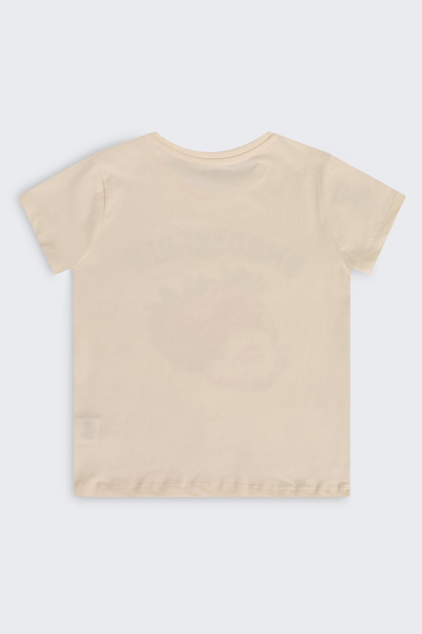Off White Graphic Regular Fit T-Shirt For Tweens Girls - Image 3