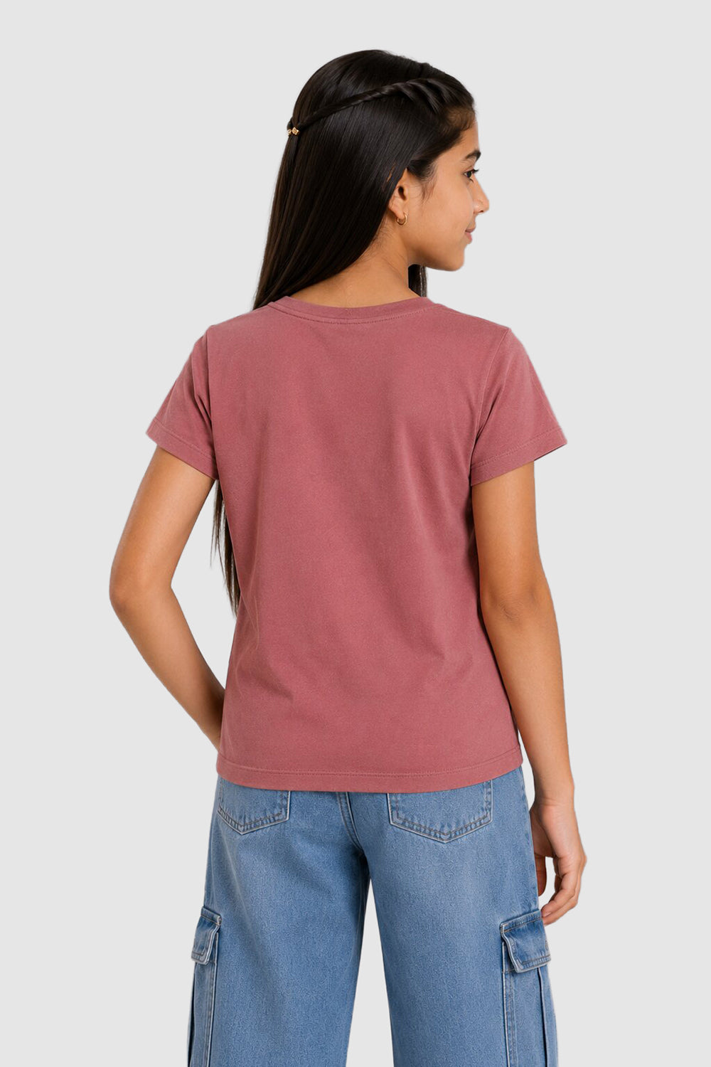 Mauve Graphic Regular Fit T-Shirt For Tweens Girls - Image 3