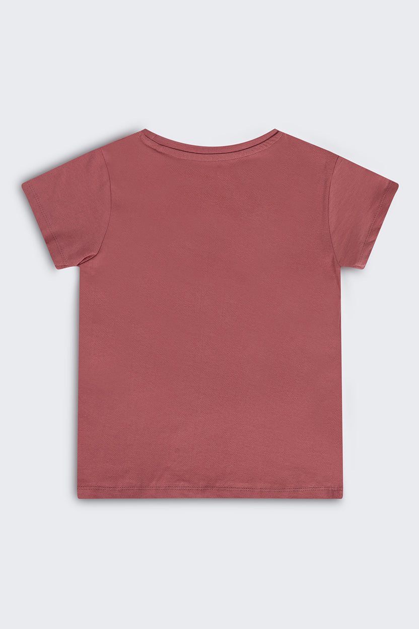 Mauve Graphic Regular Fit T-Shirt For Tweens Girls - Image 4