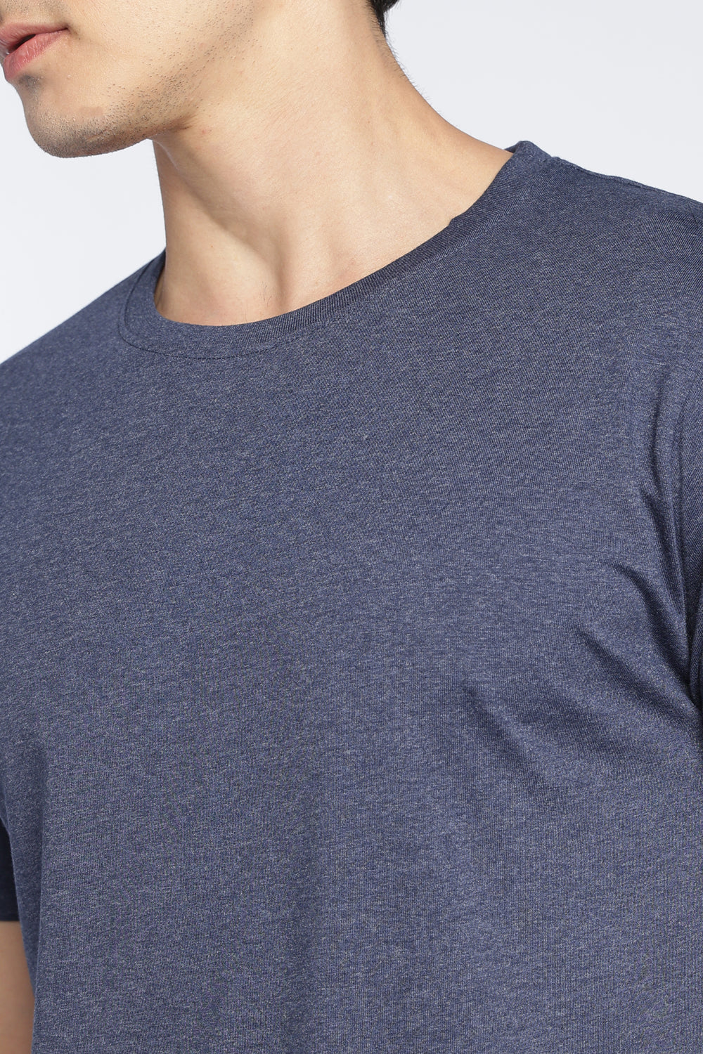 Navy Cotton Regular Fit T-Shirt For Men - Image 3