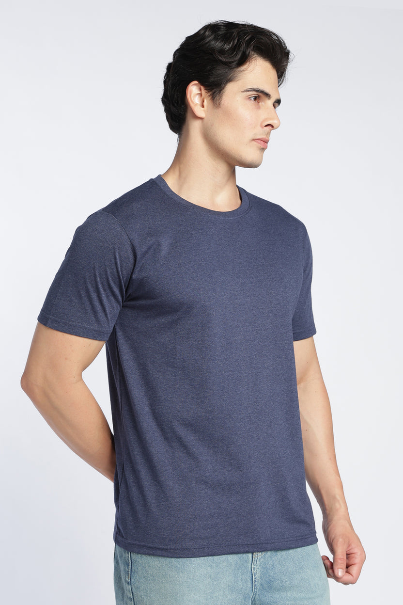 Navy Cotton Regular Fit T-Shirt For Men - Image 4