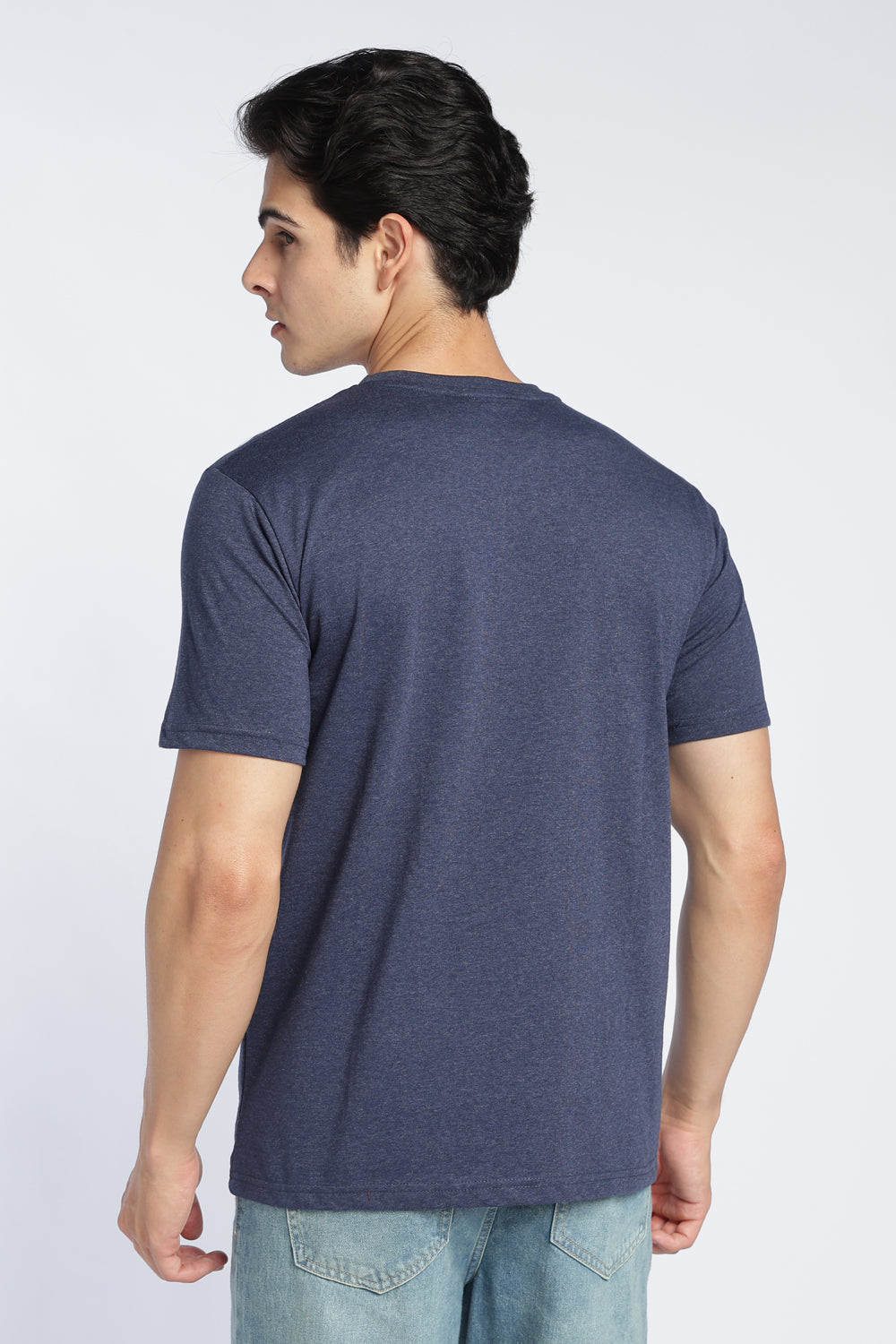 Navy Cotton Regular Fit T-Shirt For Men - Image 5