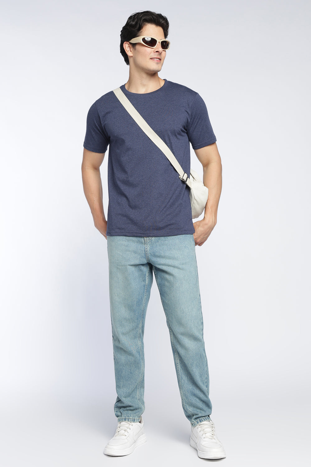 Navy Cotton Regular Fit T-Shirt For Men - Image 6