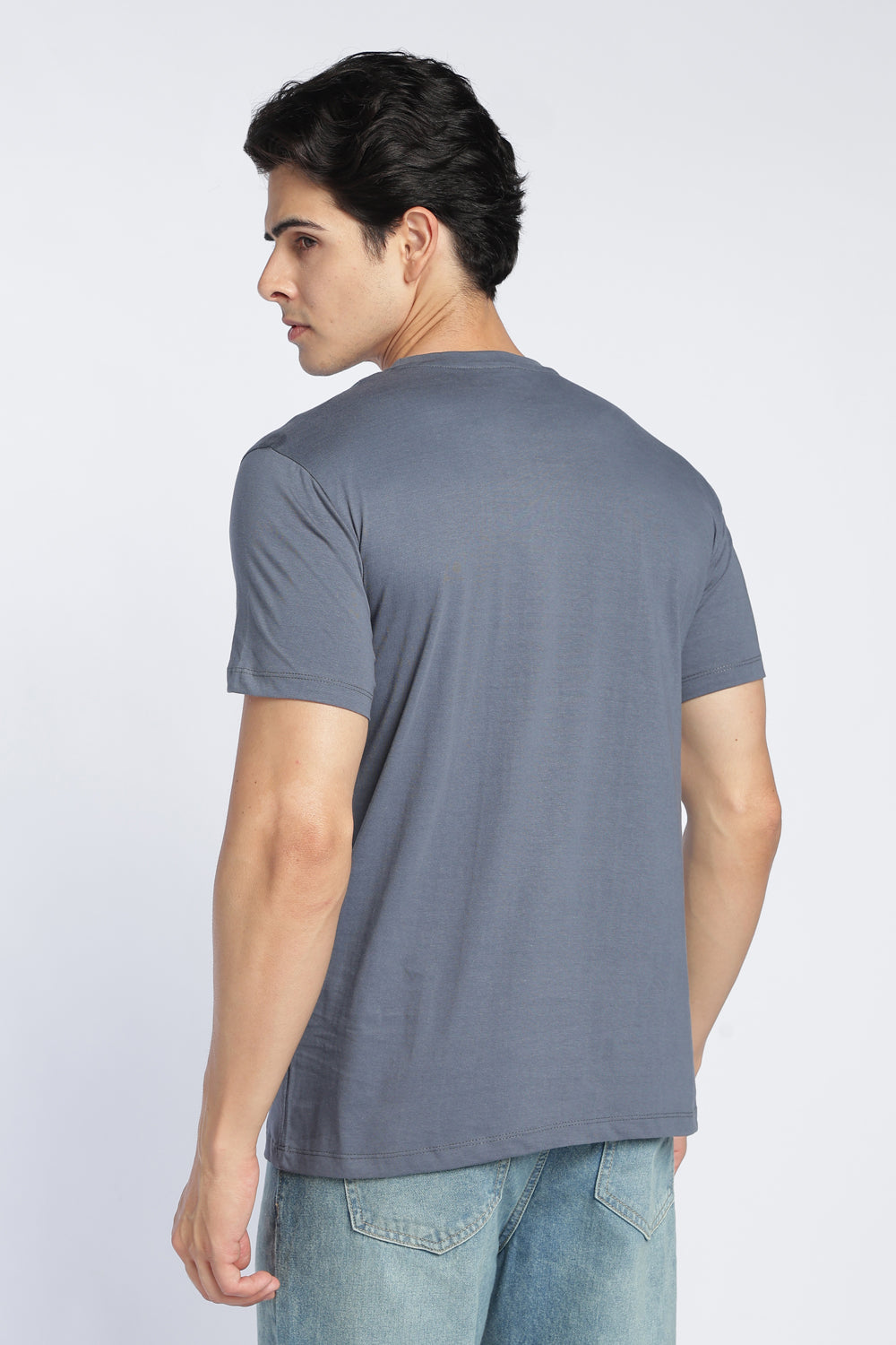 Grey Cotton Regular Fit T-Shirt For Men - Image 5