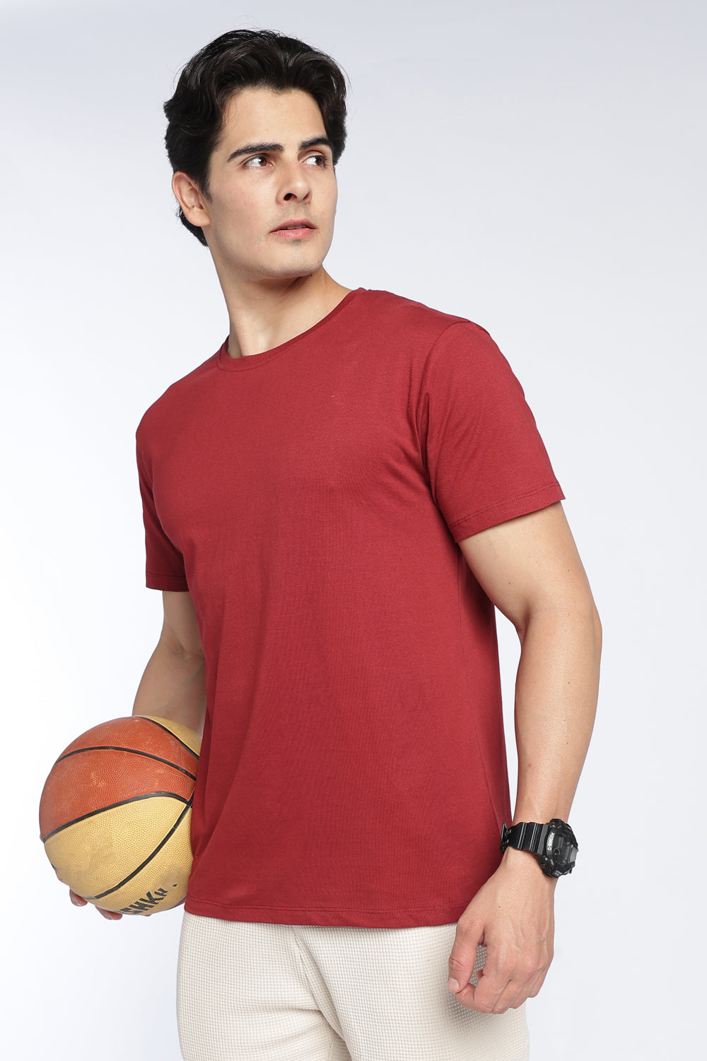 Maroon Cotton Regular Fit T-Shirt For Men - Image 1