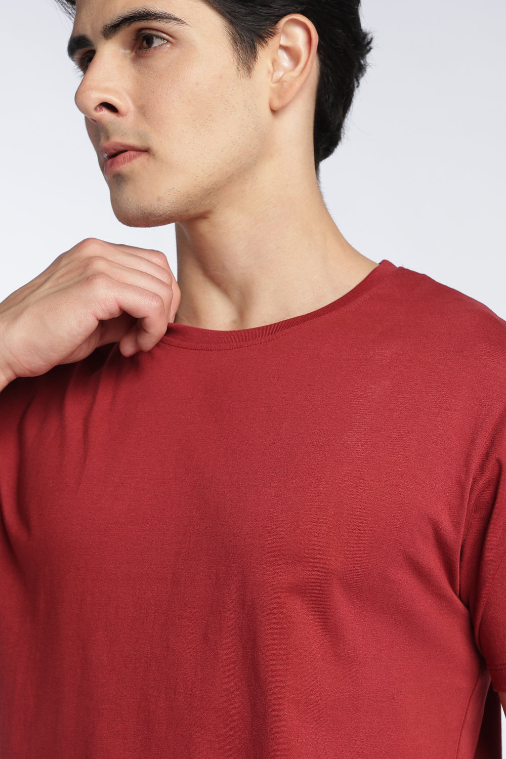 Maroon Cotton Regular Fit T-Shirt For Men - Image 3