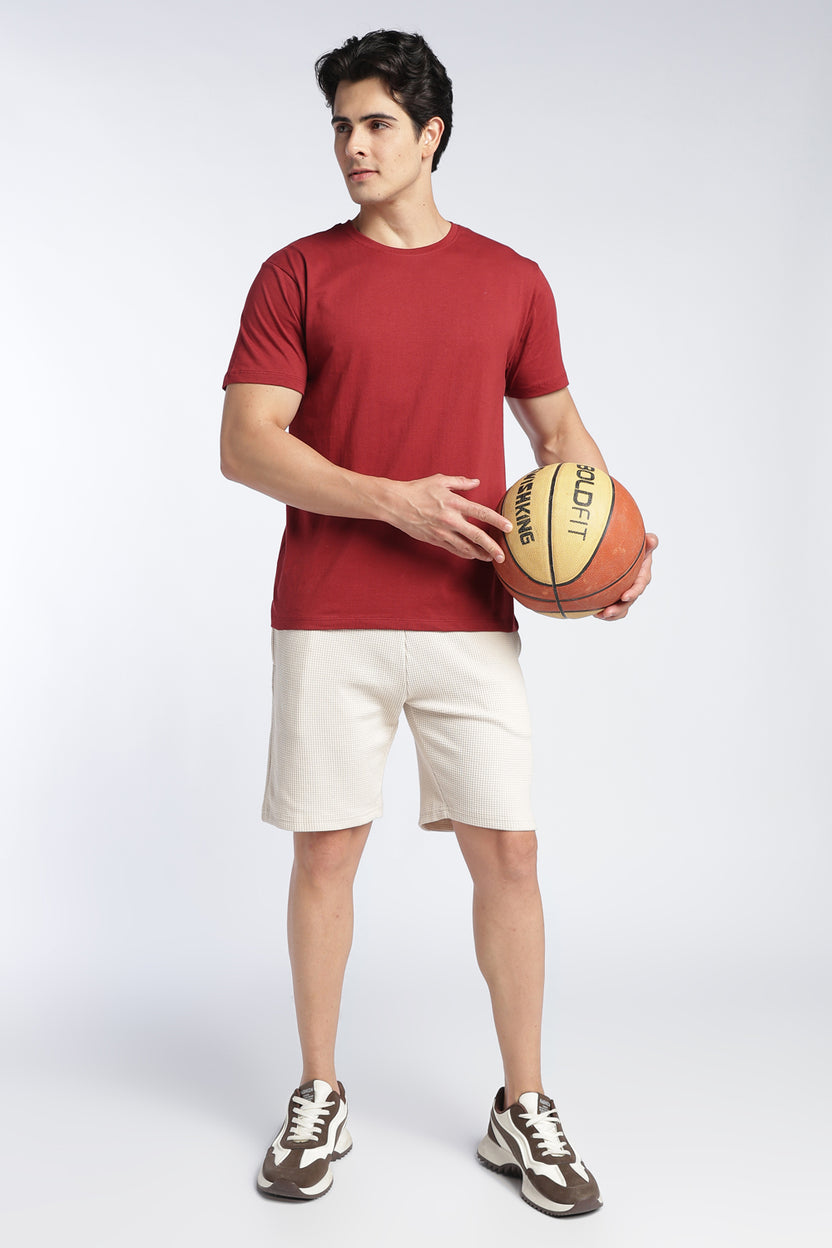 Maroon Cotton Regular Fit T-Shirt For Men - Image 6