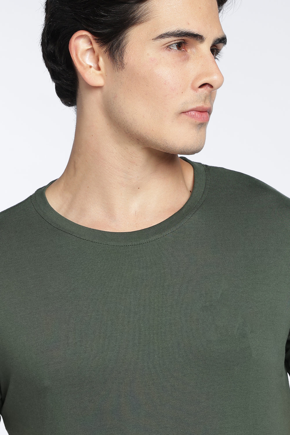 Olive Cotton Regular Fit T-Shirt For Men - Image 3