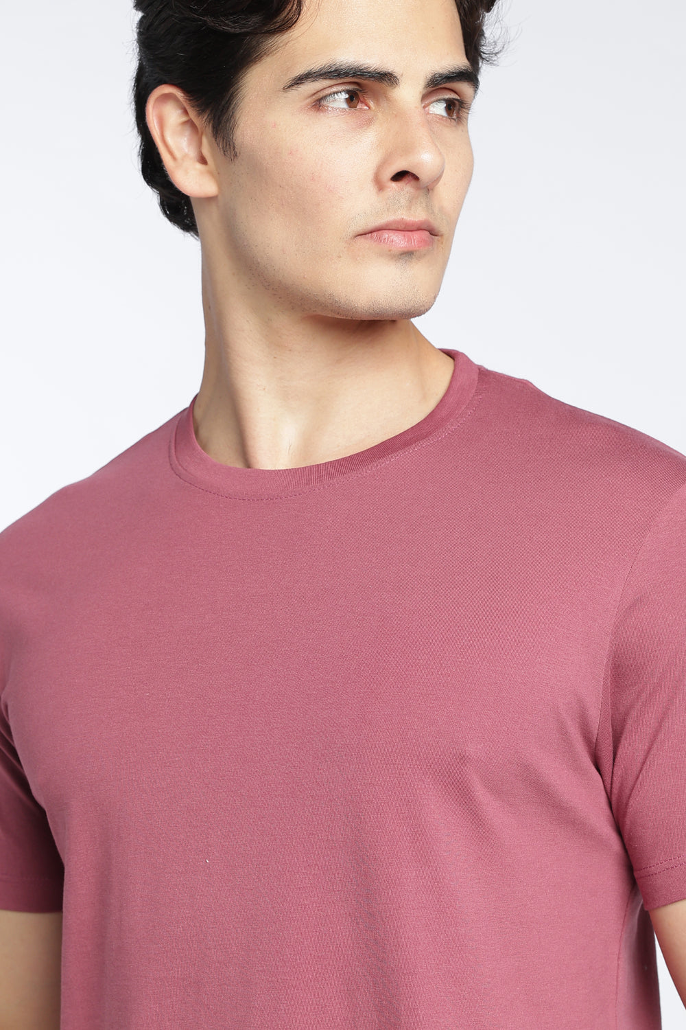 Mauve Cotton Regular Fit T-Shirt For Men - Image 3