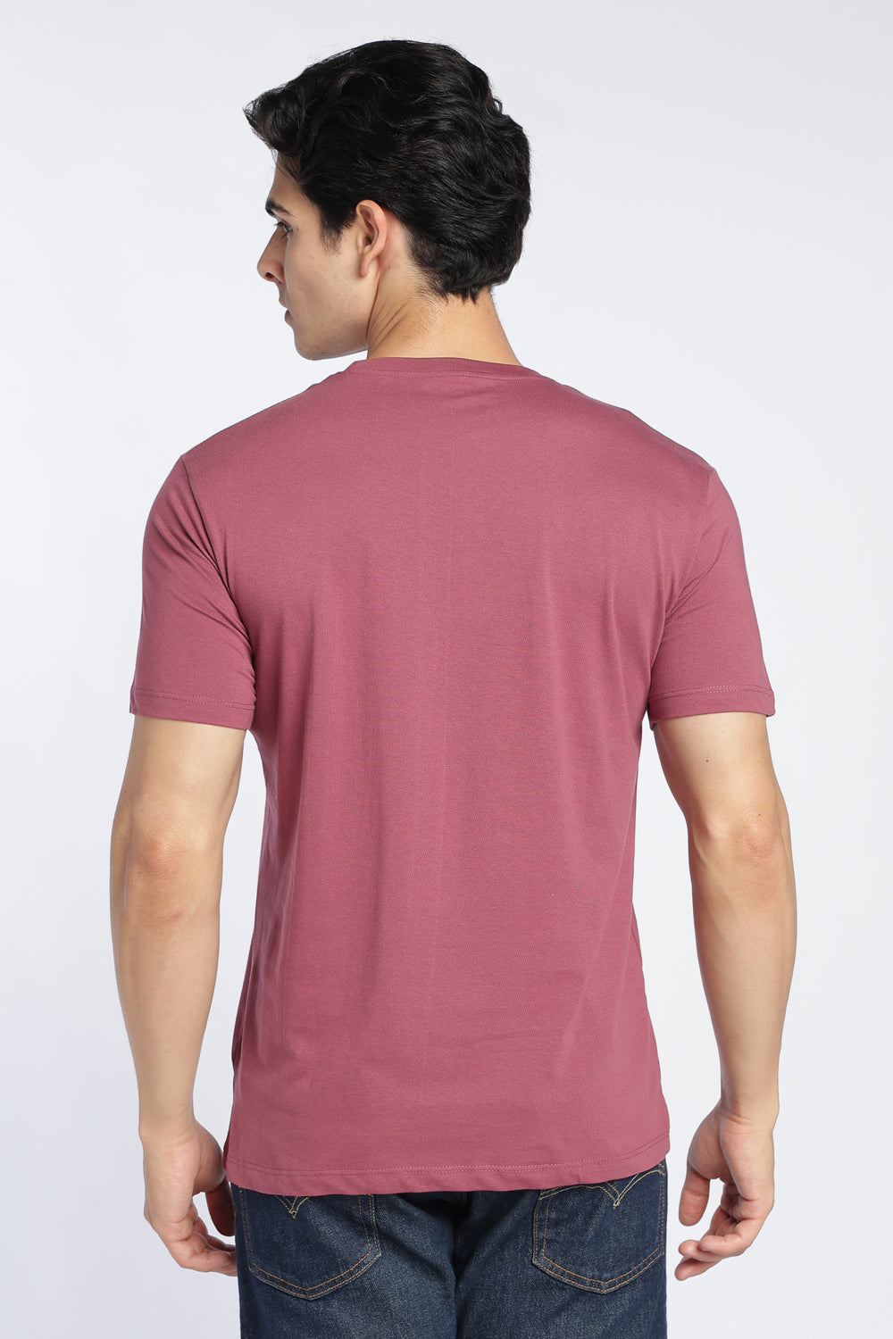 Mauve Cotton Regular Fit T-Shirt For Men - Image 5