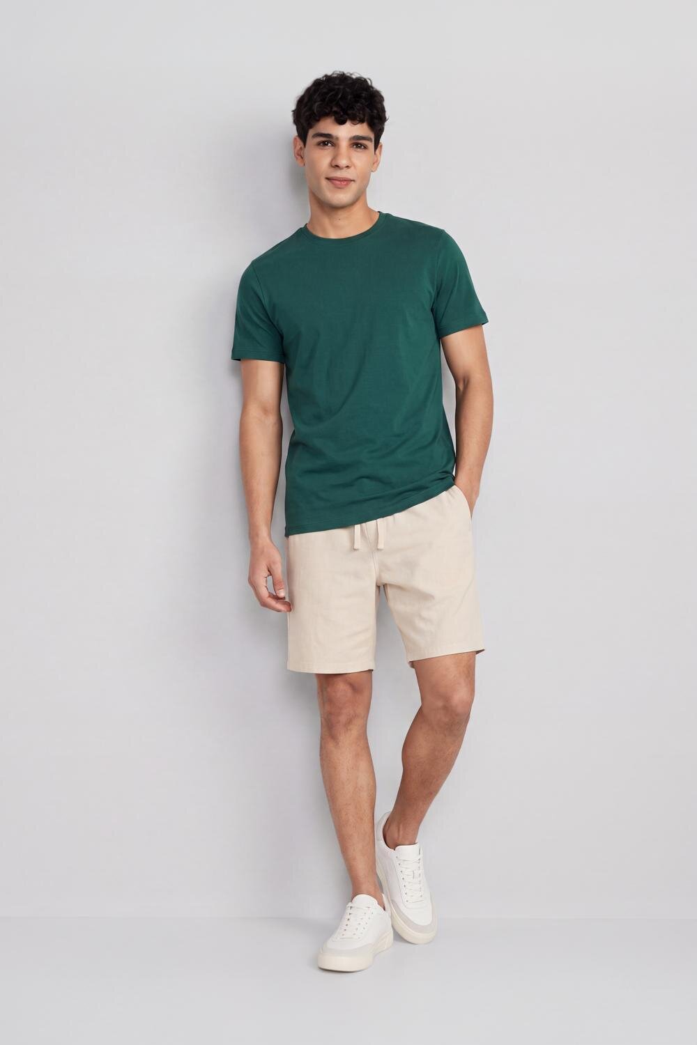 Green Cotton Regular Fit T-Shirt For Men - Image 6