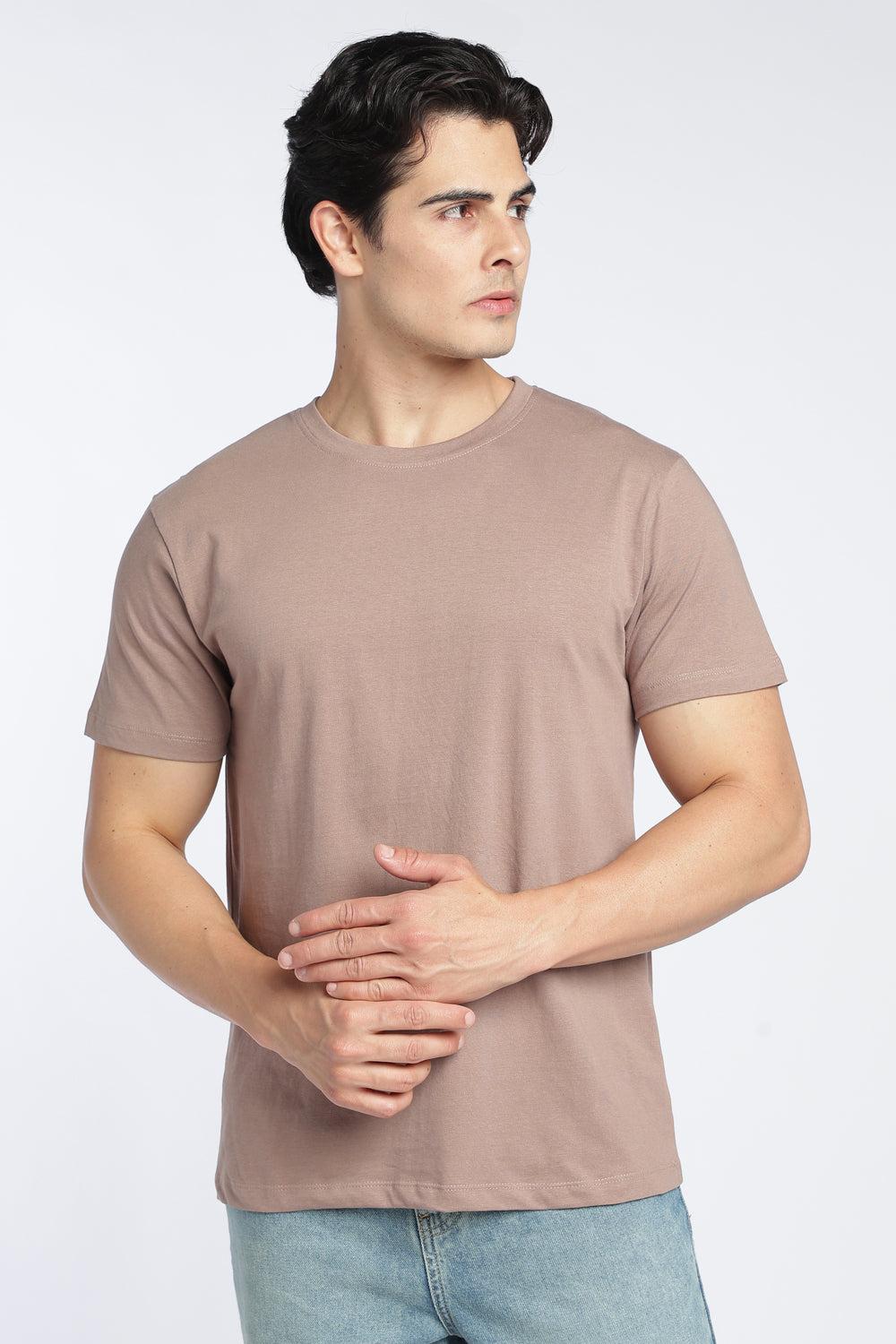 Beige Cotton Regular Fit T-Shirt For Men - Image 2
