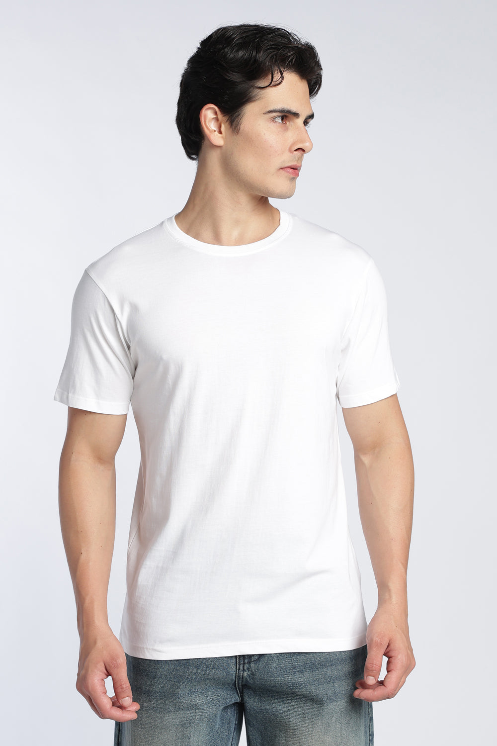 White Cotton Regular Fit T-Shirt For Men - Image 2